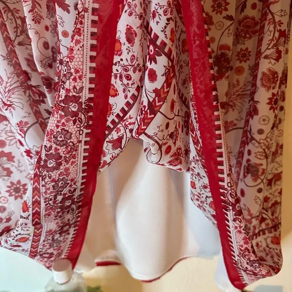 Max Studio Red and Cream Floral Dress 3 Quarter Sleeves Lined Size S - Picture 6 of 9